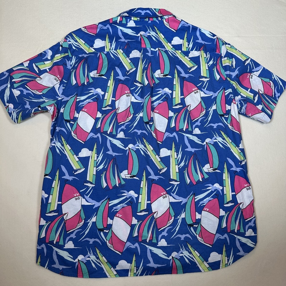 Vineyard Vines Shirt Mens Large Sailboat Nautical Print Button Up Short Sleeve - Picture 6 of 8